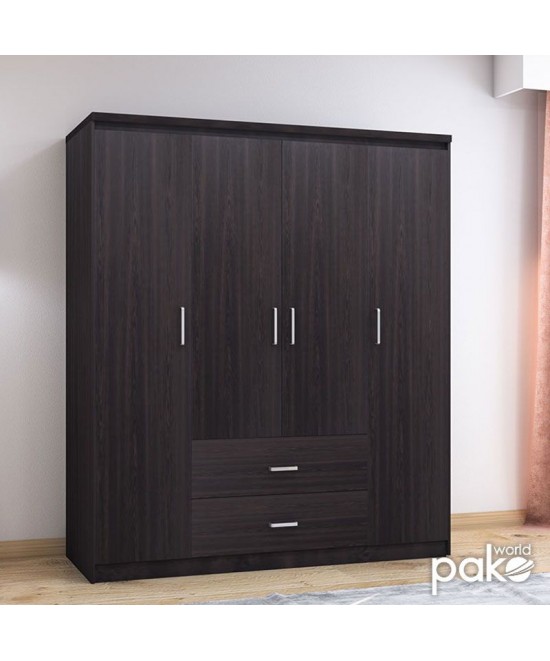 Ντουλάπα ρούχων τετράφυλλη OLYMPUS pakoworld χρώμα wenge 159x57x183εκ