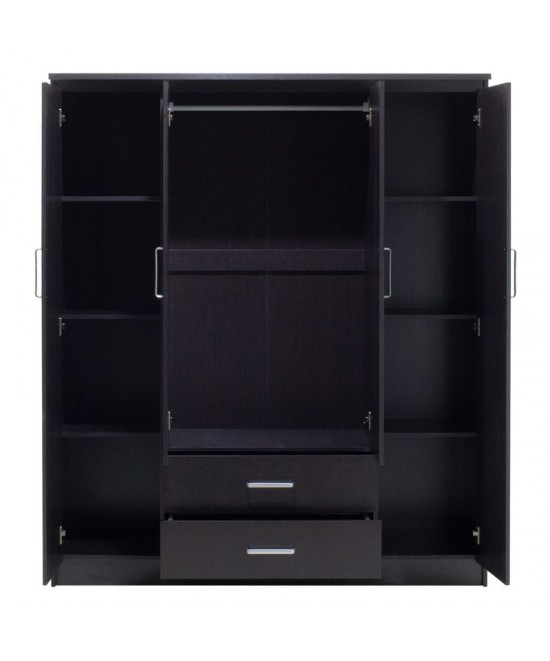 Ντουλάπα ρούχων τετράφυλλη OLYMPUS pakoworld χρώμα wenge 159x57x183εκ