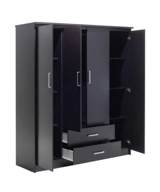 Ντουλάπα ρούχων τετράφυλλη OLYMPUS pakoworld χρώμα wenge 159x57x183εκ