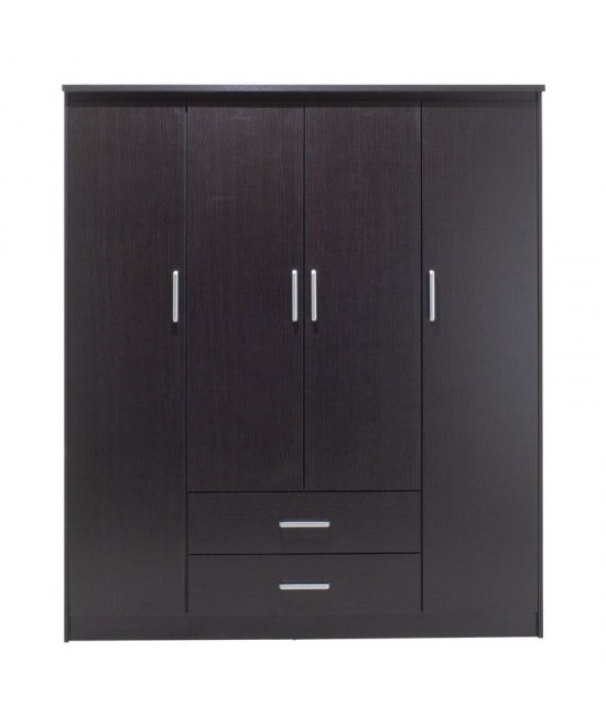 Ντουλάπα ρούχων τετράφυλλη OLYMPUS pakoworld χρώμα wenge 159x57x183εκ