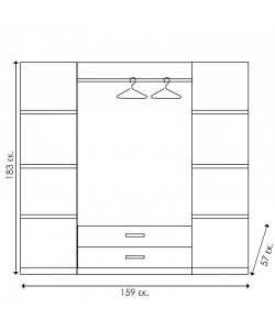 Ντουλάπα ρούχων τετράφυλλη OLYMPUS pakoworld χρώμα wenge 159x57x183εκ
