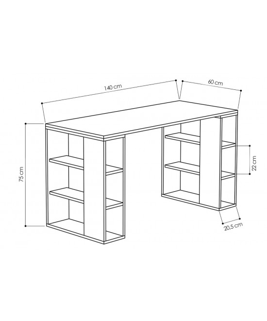 Γραφείο Colmar pakoworld χρώμα λευκό -σκούρο φυσικό 140x60x75εκ