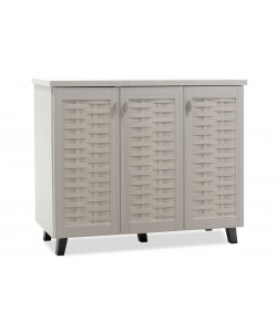 Παπουτσοθήκη-ντουλάπι MANTAM pakoworld 16 ζεύγων χρώμα λευκό-γκρι 115,5x40x92εκ