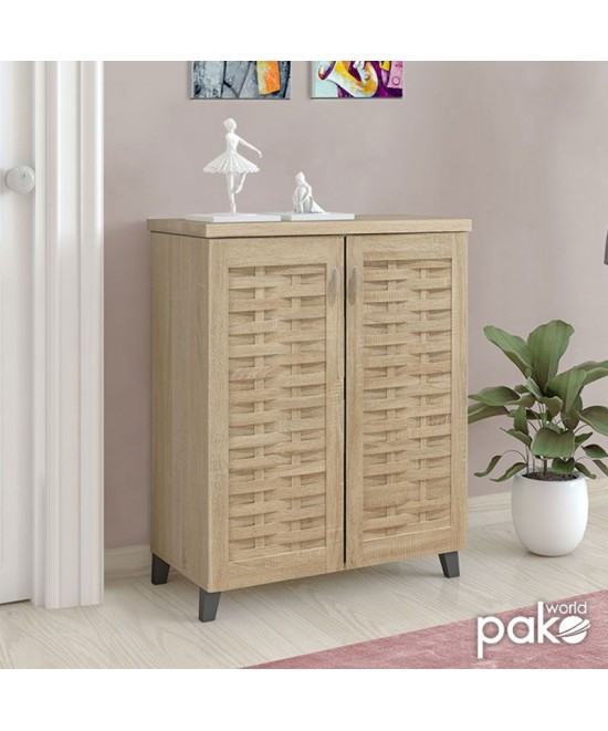 Παπουτσοθήκη-ντουλάπι MANTAM pakoworld 12 ζεύγων χρώμα sonoma 78x40x92εκ
