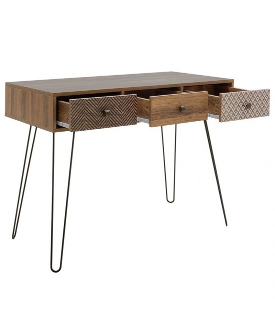 Κονσόλα Boho pakoworld καρυδί με μεταλλικά πόδια 100x50,5x74,5εκ