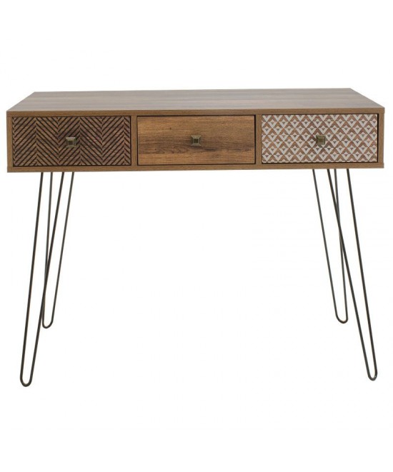 Κονσόλα Boho pakoworld καρυδί με μεταλλικά πόδια 100x50,5x74,5εκ