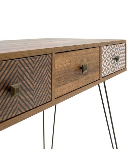 Κονσόλα Boho pakoworld καρυδί με μεταλλικά πόδια 100x50,5x74,5εκ