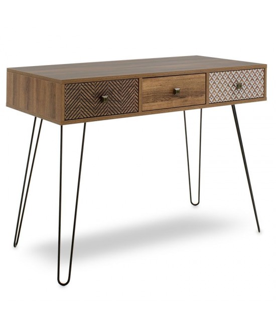 Κονσόλα Boho pakoworld καρυδί με μεταλλικά πόδια 100x50,5x74,5εκ