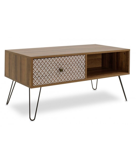 Τραπέζι σαλονιού Boho pakoworld καρυδί με μεταλλικά πόδια 100x50x46εκ Τραπέζι σαλονιού Boho pakoworld καρυδί με μεταλλικά πόδια 100x50x46εκ