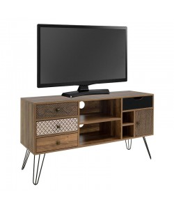 Έπιπλο τηλεόρασης Boho pakoworld καρυδί με μεταλλικά πόδια 120x39x64εκ