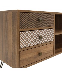 Έπιπλο τηλεόρασης Boho pakoworld καρυδί με μεταλλικά πόδια 120x39x64εκ