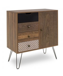 Συρταριέρα Boho pakoworld με συρτάρια-ντουλάπι καρυδί μεταλλικά πόδια 79,5x39,5x86εκ