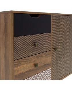 Συρταριέρα Boho pakoworld με συρτάρια-ντουλάπι καρυδί μεταλλικά πόδια 79,5x39,5x86εκ