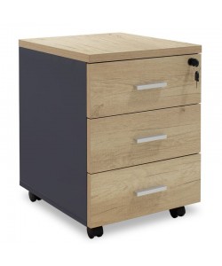 Συρταριέρα τροχήλατη Lotus pakoworld 3ων συρταριών φυσικό-ανθρακί χρώμα 40x47x55εκ