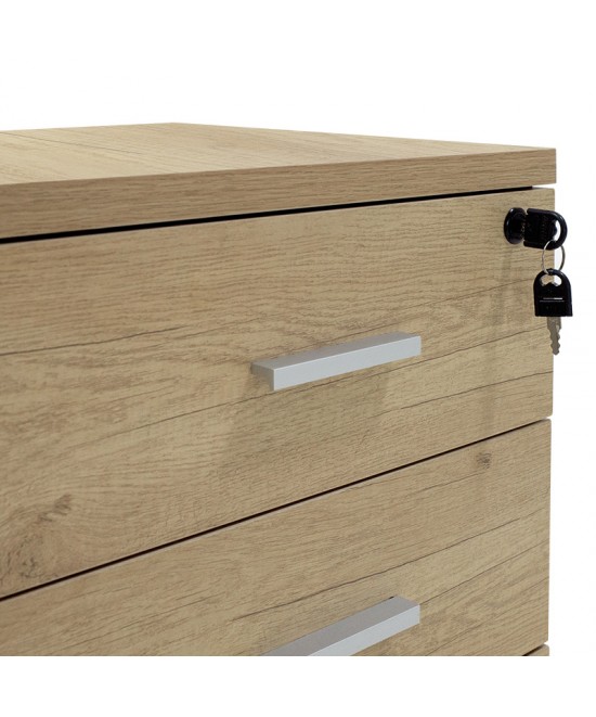 Συρταριέρα τροχήλατη Lotus pakoworld 3ων συρταριών φυσικό-ανθρακί χρώμα 40x47x55εκ