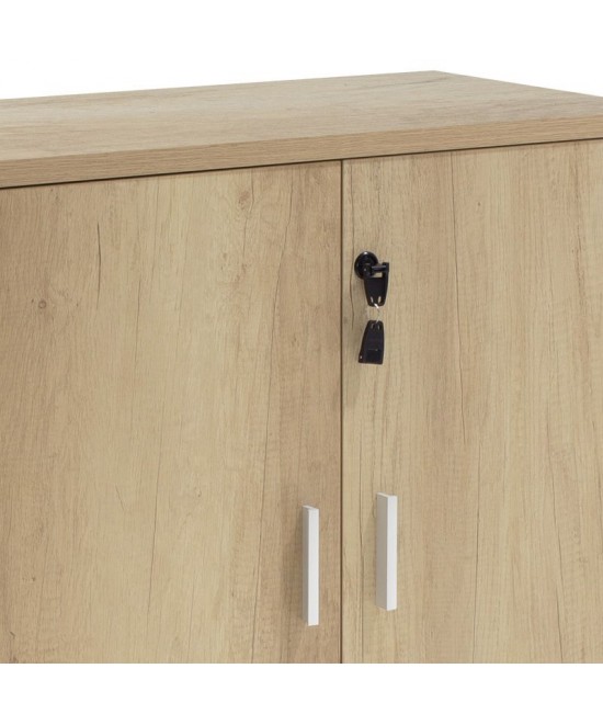 Ντουλάπι γραφείου χαμηλό επαγγελματικό Lotus pakoworld χρώμα φυσικό ανθρακί 80x40x80εκ