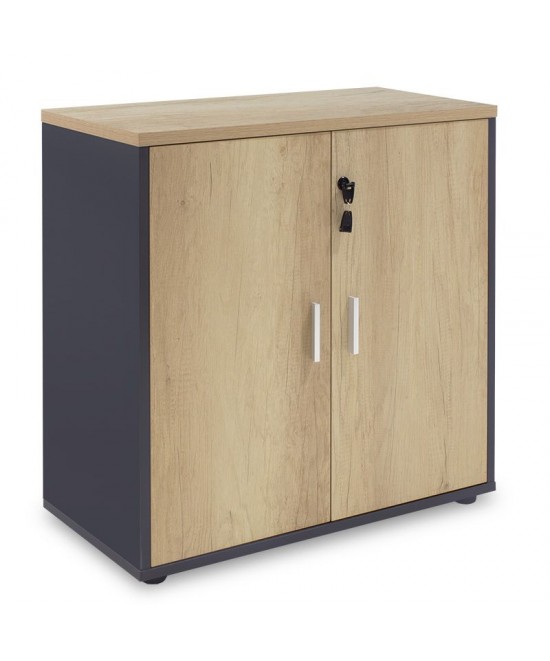 Ντουλάπι γραφείου χαμηλό επαγγελματικό Lotus pakoworld χρώμα φυσικό ανθρακί 80x40x80εκ