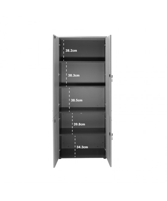 Ντουλάπα γραφείου επαγγελματική Lotus pakoworld χρώμα φυσικό - ανθρακί 80x40,5x200εκ