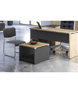 Τραπέζι γραφείου επισκέπτη Lotus pakoworld χρώμα φυσικό - ανθρακί 60x60x45εκ