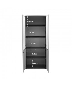 Ντουλάπα γραφείου με γυάλινες πόρτες Lotus pakoworld χρώμα φυσικό - ανθρακί 80x40x200εκ