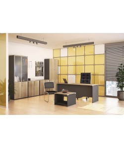 Γραφείο εργασίας επαγγελματικό Lotus pakoworld φυσικό-ανθρακί 180x80x75εκ