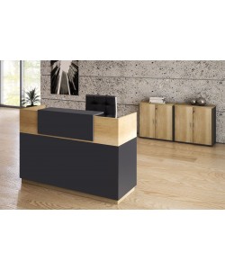 Γραφείο reception Lotus pakoworld σε χρώμα φυσικό - ανθρακί 180x70x110εκ