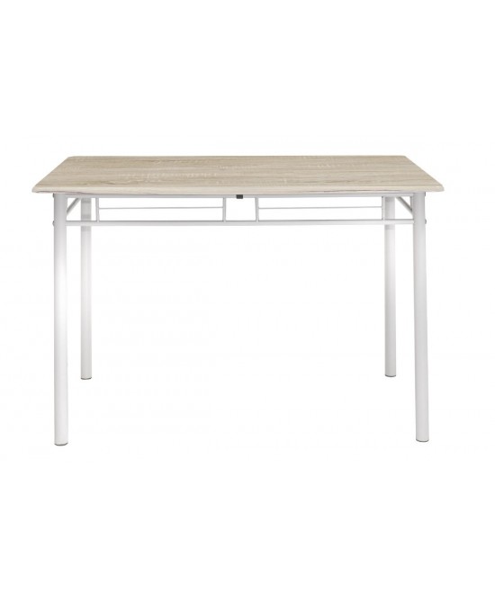 Τραπεζαρία Roza pakoworld σετ 5τμχ χρώμα sonoma - πόδια λευκό gloss 120x70x75εκ