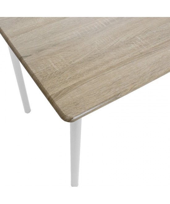 Τραπεζαρία Roza pakoworld σετ 5τμχ χρώμα sonoma - πόδια λευκό gloss 120x70x75εκ