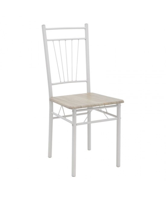 Τραπεζαρία Roza pakoworld σετ 5τμχ χρώμα sonoma - πόδια λευκό gloss 120x70x75εκ