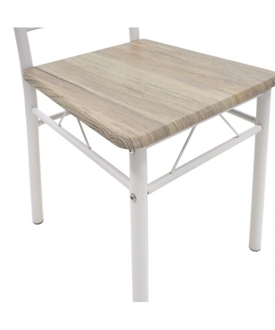 Τραπεζαρία Roza pakoworld σετ 5τμχ χρώμα sonoma - πόδια λευκό gloss 120x70x75εκ