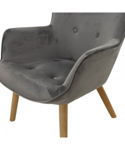 Πολυθρόνα Kido pakoworld βελούδο χρώμα ασημί-γκρι