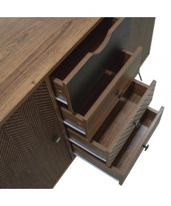 Μπουφές Boho pakoworld με τέσσερα συρτάρια καρυδί μεταλλικά πόδια 122x39,5x86εκ