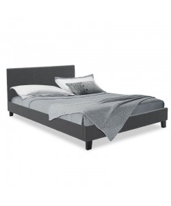 Κρεβάτι Nevil pakoworld διπλό 150x200 με ύφασμα χρώμα ανθρακί