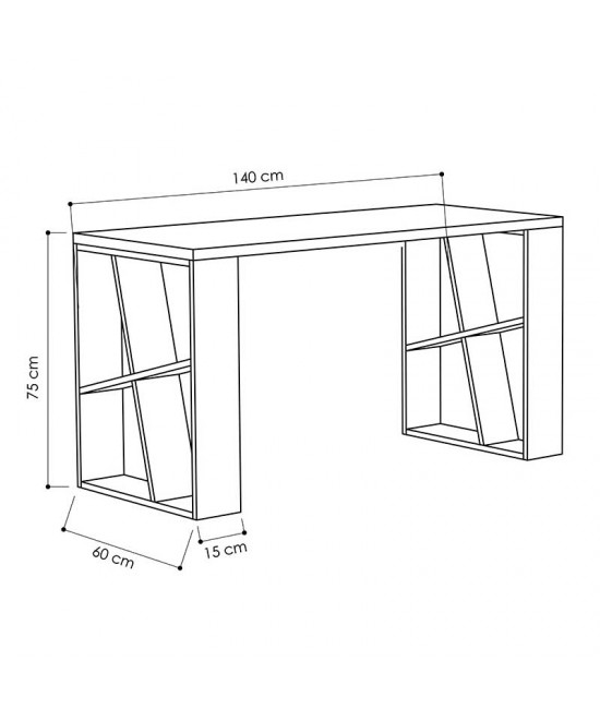 Γραφείο Honey pakoworld χρώμα λευκό - light oak 140x60x75εκ