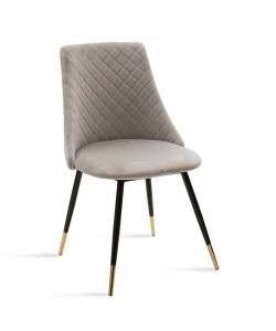 Καρέκλα Giselle pakoworld βελούδο γκρι-μαύρο χρυσό πόδι