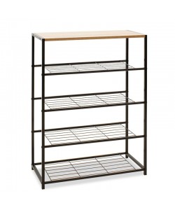 Παπουτσοθήκη Ramon pakoworld 12 ζευγών φυσικό-μαύρο 63x30x83εκ