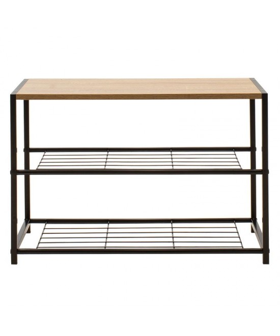 Παπουτσοθήκη Ramon pakoworld 6 ζευγών φυσικό-μαύρο 63x30x43εκ