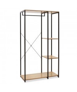 Έπιπλο εισόδου-ντουλάπα Ramon pakoworld φυσικό-μαύρο 90,5x41x167εκ