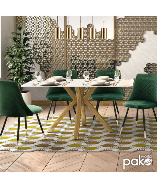 Τραπέζι Paris pakoworld γυαλί 8mm σχέδιο μαρμάρου-χρυσό 160x80x75εκ