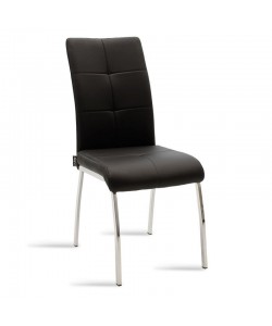 Καρέκλα Ariadne pakoworld PU σε μαύρη απόχρωση μαύρο-πόδι χρωμίου 43x63x96εκ