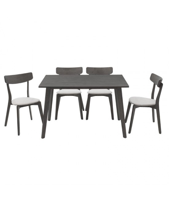 Tραπεζαρία Benson - Toto pakoworld σετ 5τμχ rustic grey - ύφασμα γκρι 120x75x75εκ