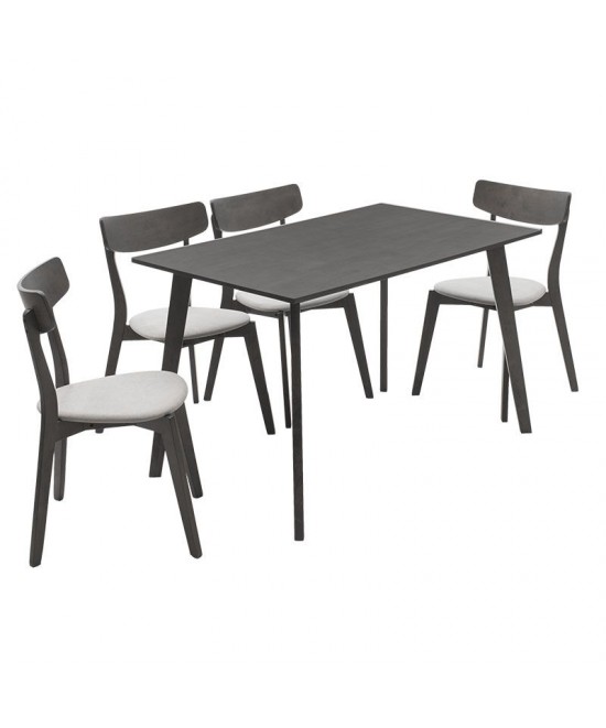 Tραπεζαρία Benson - Toto pakoworld σετ 5τμχ rustic grey - ύφασμα γκρι 120x75x75εκ