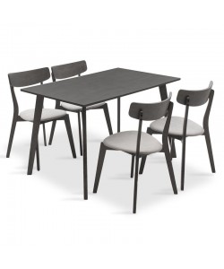 Tραπεζαρία Benson - Toto pakoworld σετ 5τμχ rustic grey - ύφασμα γκρι 120x75x75εκ