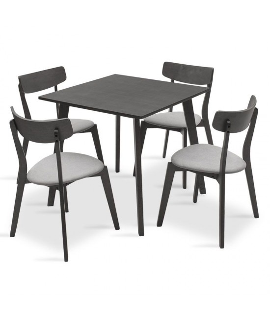 Tραπεζαρία Benson - Toto pakoworld σετ 5τμχ rustic grey - ύφασμα grey 80x80x75εκ