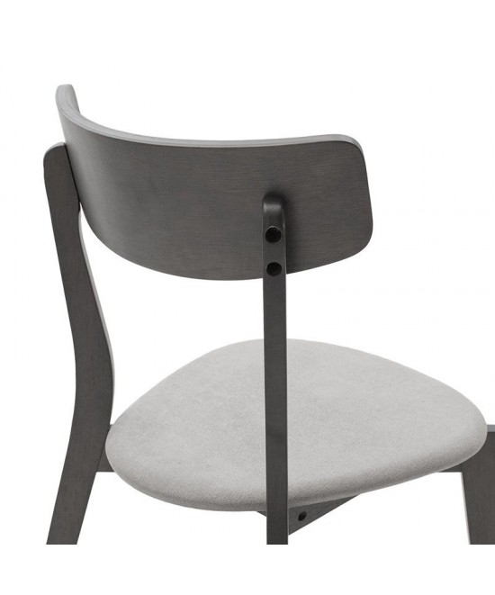 Tραπεζαρία Benson - Toto pakoworld σετ 7τμχ rustic grey - ύφασμα γκρι 150x90x75εκ