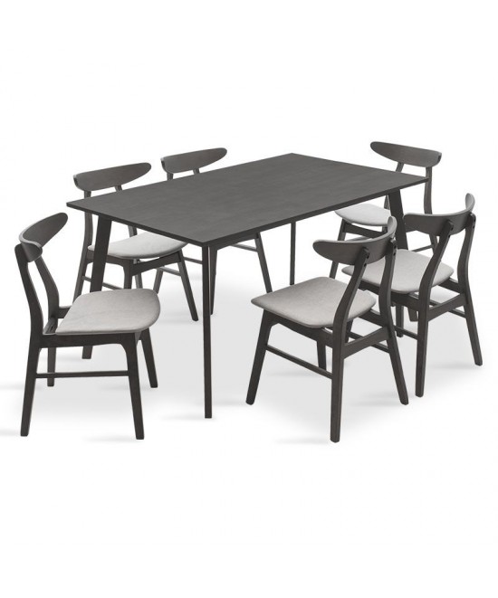 Tραπεζαρία Benson - Orlean pakoworld σετ 7τμχ rustic grey - ύφασμα γκρι 150x90x75εκ Tραπεζαρία Benson - Orlean pakoworld σετ 7τμχ rustic grey - ύφασμα γκρι 150x90x75εκ