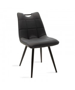 Καρέκλα Nely pakoworld ανθρακί pu-μαύρο πόδι