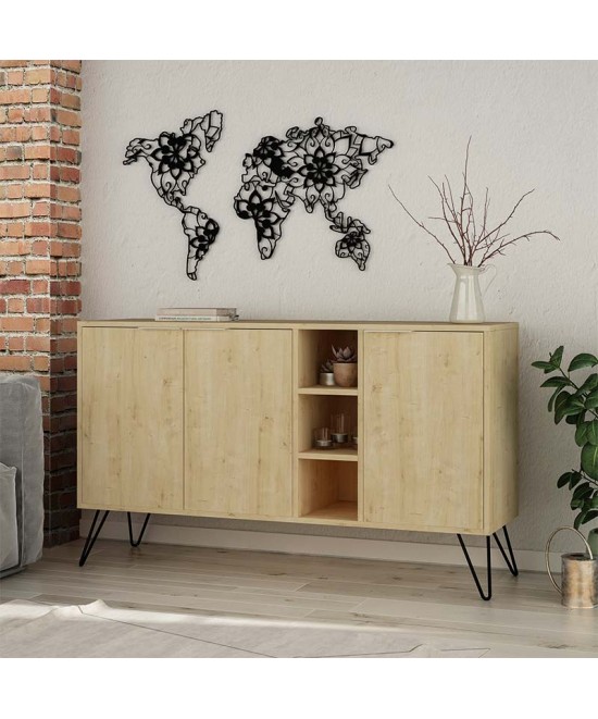 Μπουφές Clara pakoworld χρώμα light oak 142x35.5x83εκ