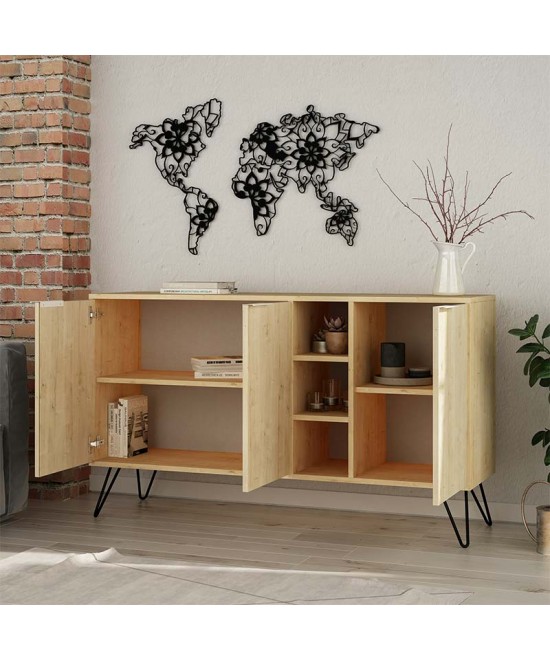 Μπουφές Clara pakoworld χρώμα light oak 142x35.5x83εκ