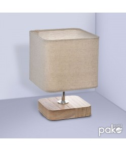 Επιτραπέζιο φωτιστικό Sand pakoworld Ε14 ξύλινο μεταλλικό φυσικό-εκρού 15x15x21εκ